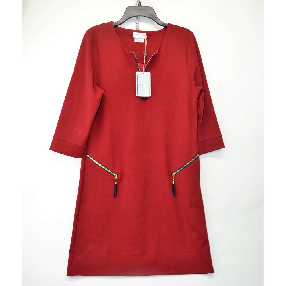 Adore Womens Medium Wine Red Polyester Dress With Zippers NEW  (A5)